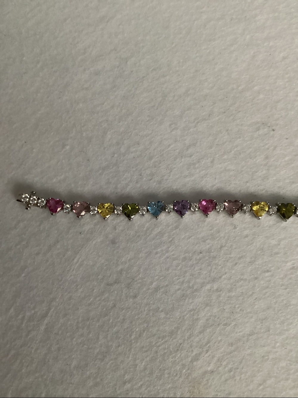 Giani Bernini 925 Multi-Color Cubic Zirconia SS Heart Gemstone Tennis Bracelet - Picture 4 of 11